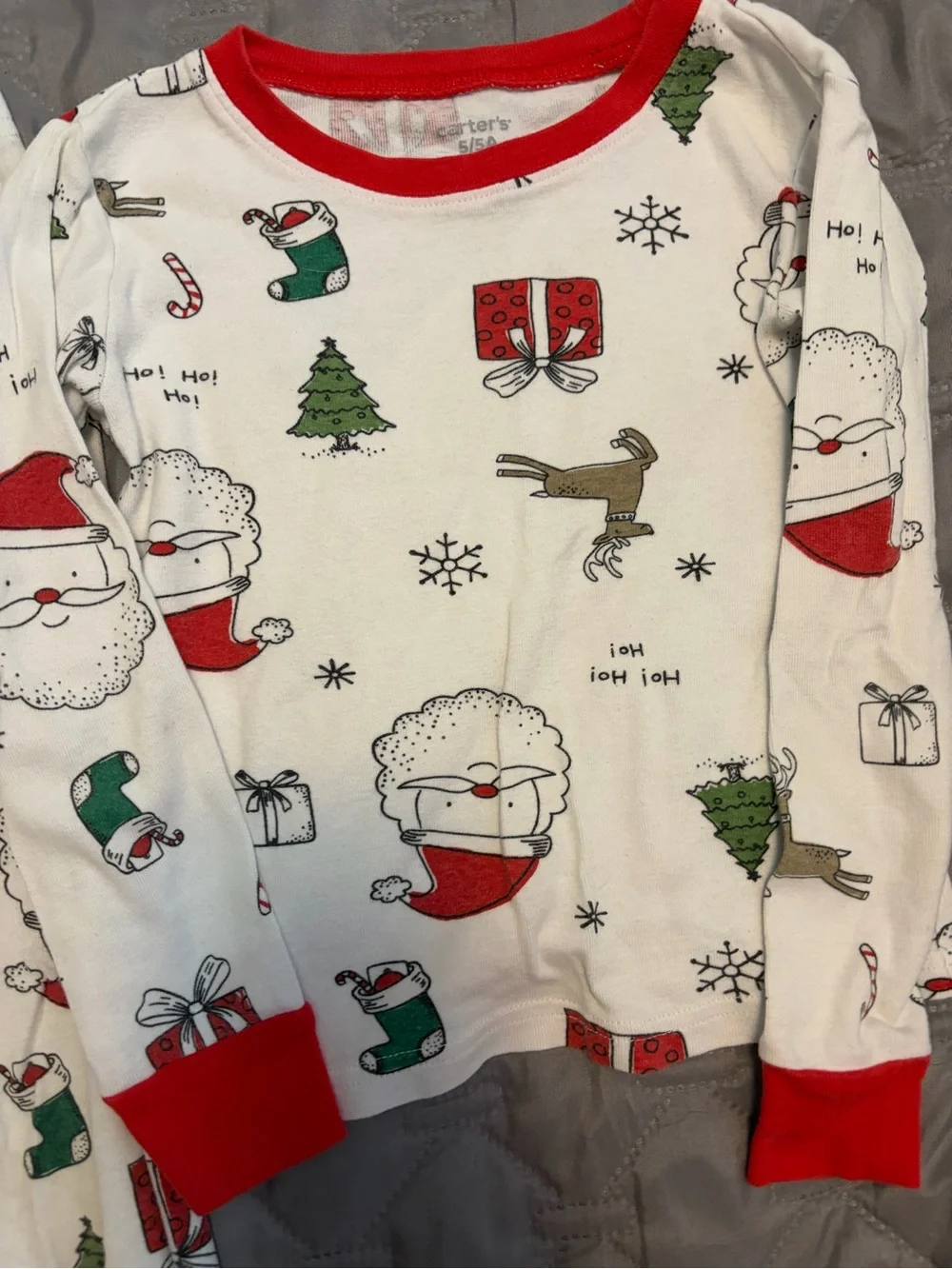 Carter's Kids 2-Pair Holiday Bear & Santa Pajama Sets - White, Navy, Red, Green